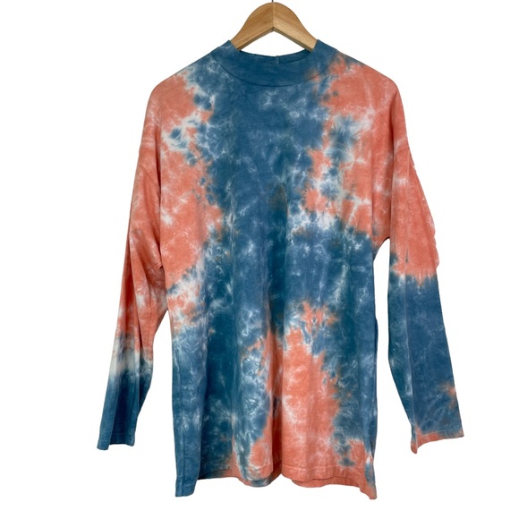 Free People Oversized Tie Dye Pink Blue Tee Shirt - Picture 2 of 16